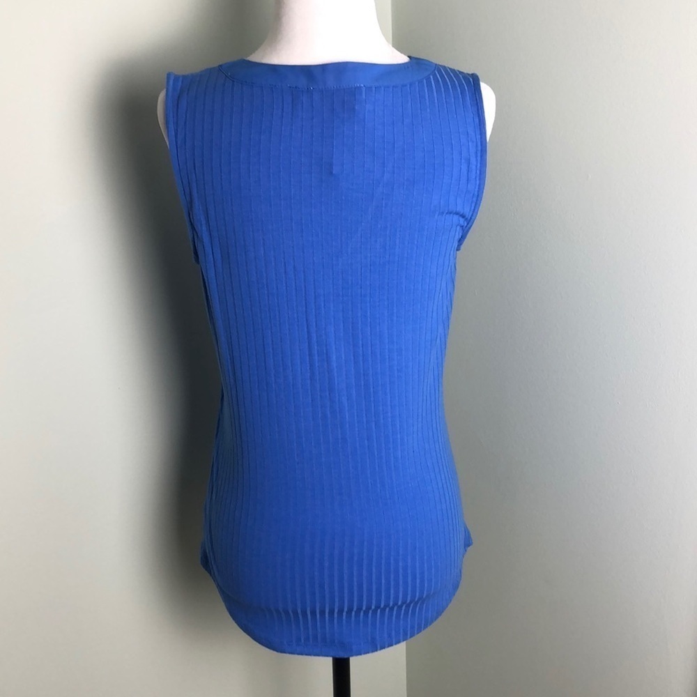 💜 S 💜 Blue Tank Buttons V-Neck Ribbed Henley - Picture 3 of 9